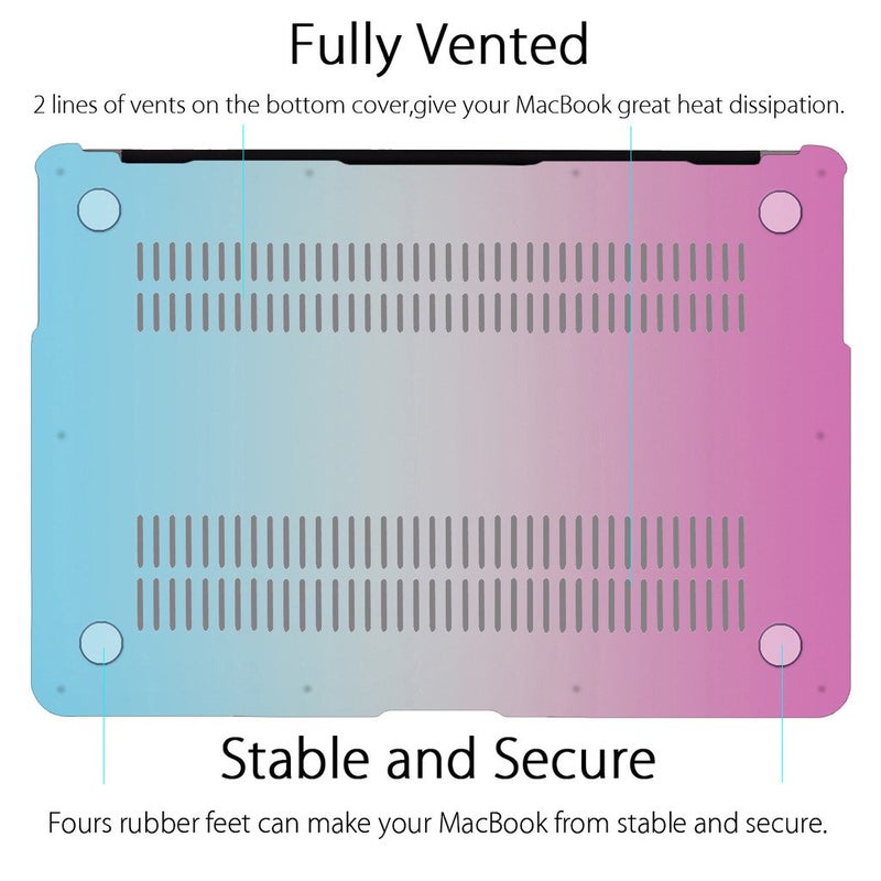 UESWILL Smooth Soft-Touch Matte Hard Shell Case Cover Compatible with 2010-2017 MacBook Air 13 inch (Model A1466 / A1369) + Microfibre Cleaning Cloth, Rainbow - Image 5